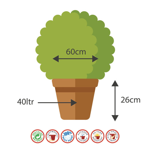 60cm Corinthian Bowl Black/Terracotta Plant Pot