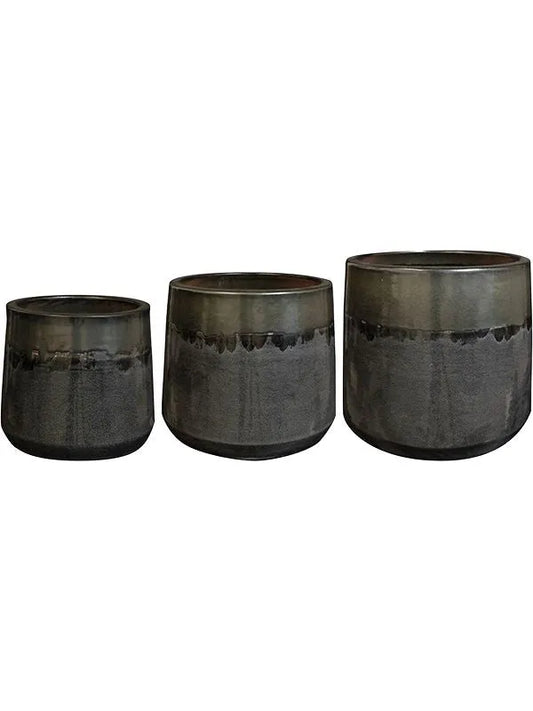 Anouk Plant Pot 32cm Height cm Dia Pot Mirror Black (set of 3)