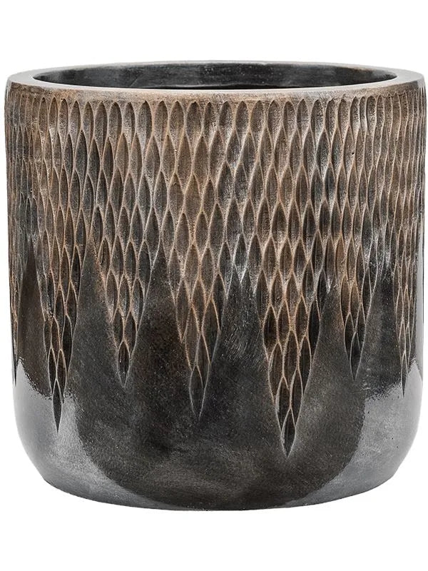 Baq Luxe Lite Universe Comet Plant Pot 22cm Height 19cm Dia Cylinder Bronze