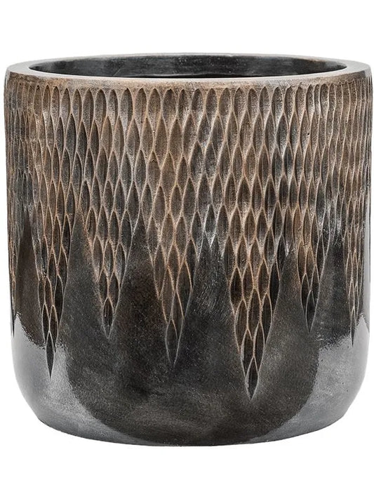 Baq Luxe Lite Universe Comet Plant Pot 22cm Height 19cm Dia Cylinder Bronze