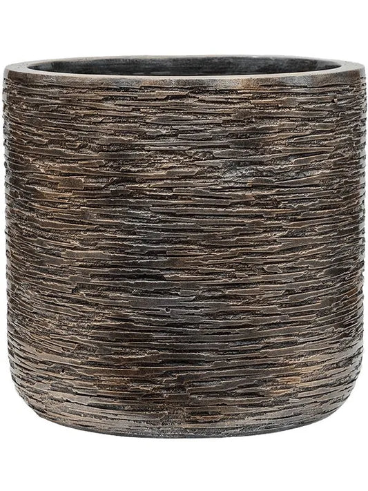 Baq Luxe Lite Universe Wrinkle Plant Pot 22cm Height 19cm Dia Cylinder Bronze