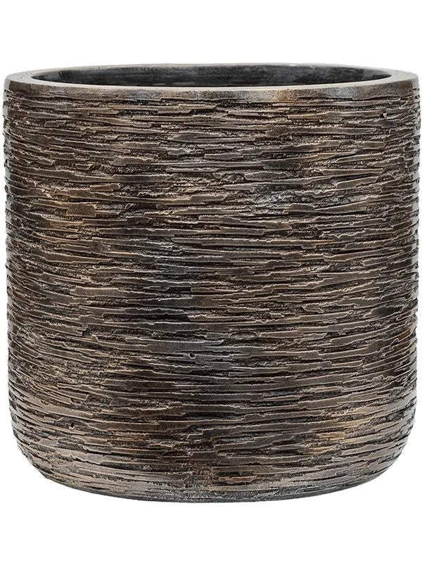Baq Luxe Lite Universe Wrinkle Plant Pot 27cm Height 24cm Dia Cylinder Bronze