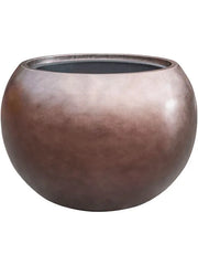 Baq Metallic Silver leaf Plant Pot 37cm Height 33cm Dia Globe Matt Coffee (with liner)