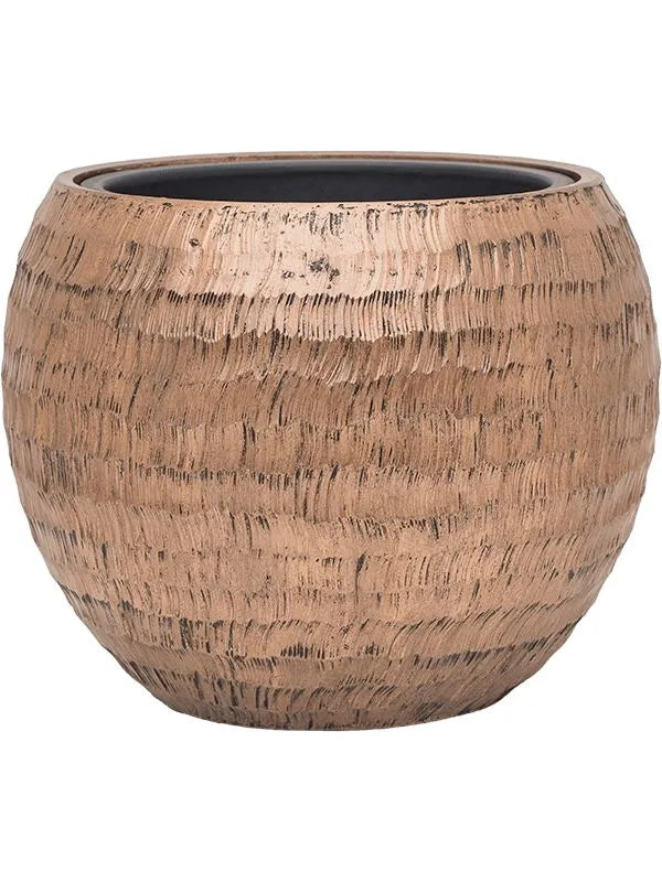 Baq Opus Hammered Plant Pot 32cm Height 27cm Dia Globe Gold (with liner)