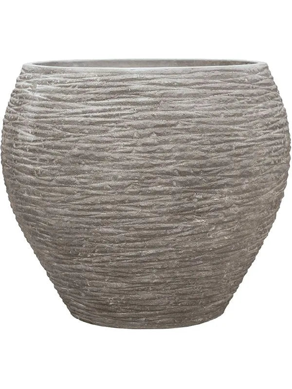 Baq Polystone Coated Ribbed Plant Pot 53cm Height 45cm Dia Balloon Raw Grey