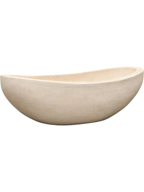 Baq Polystone Plain Plant Pot 18cm Height 31cm Dia Boat Natural