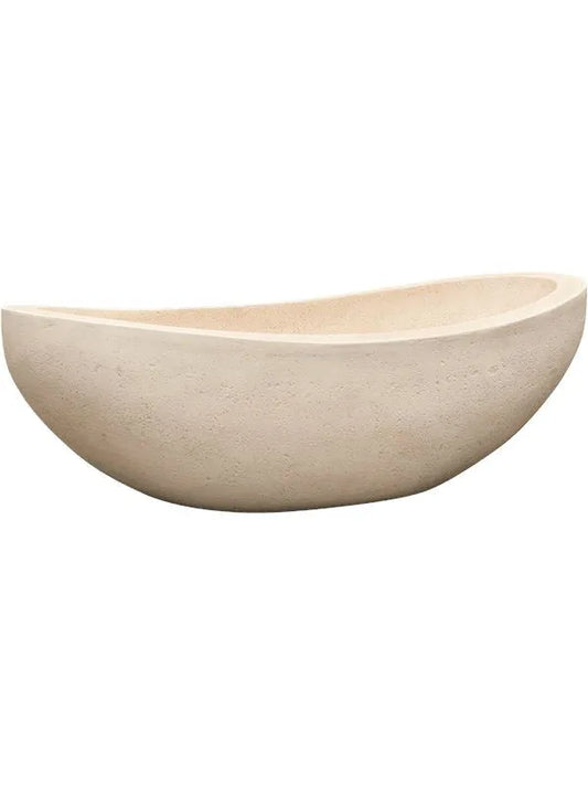 Baq Polystone Plain Plant Pot 18cm Height 31cm Dia Boat Natural