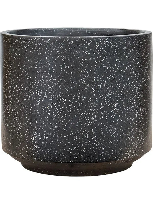 Baq Terrazzo Plant Pot 32cm Height 35cm Dia Cylinder Black
