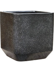 Baq Terrazzo Plant Pot 46cm Height 38cm Dia Rounded Cube Black