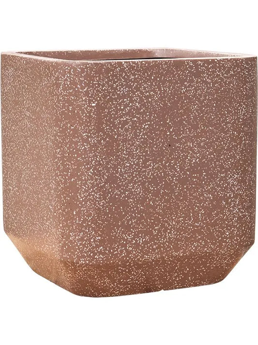 Baq Terrazzo Plant Pot 46cm Height 38cm Dia Rounded Cube Mocha
