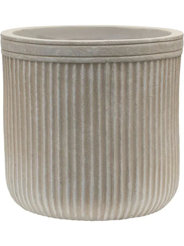 Baq Vertical Rib Plant Pot 24cm Height 19cm Dia Cylinder Beige