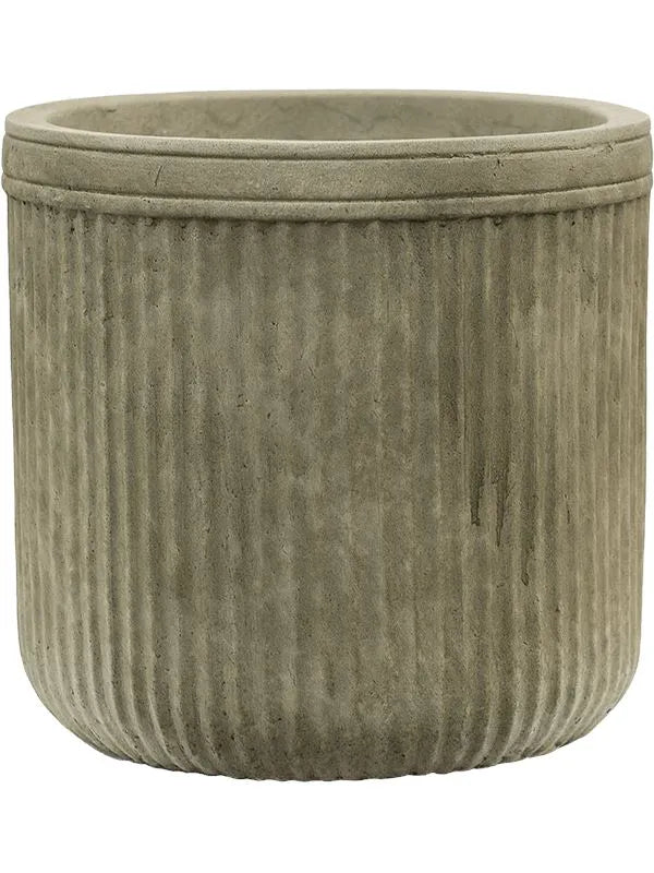 Baq Vertical Rib Plant Pot 24cm Height 19cm Dia Cylinder Green
