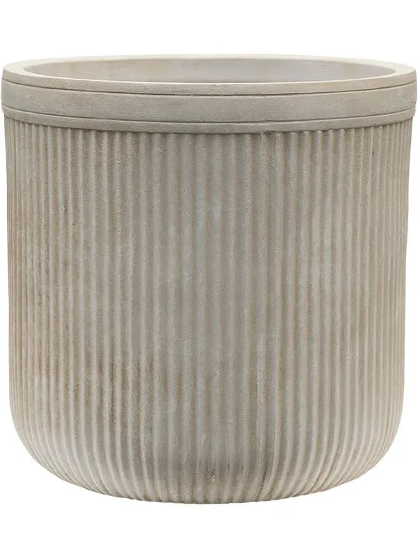 Baq Vertical Rib Plant Pot 31cm Height 26cm Dia Cylinder Beige