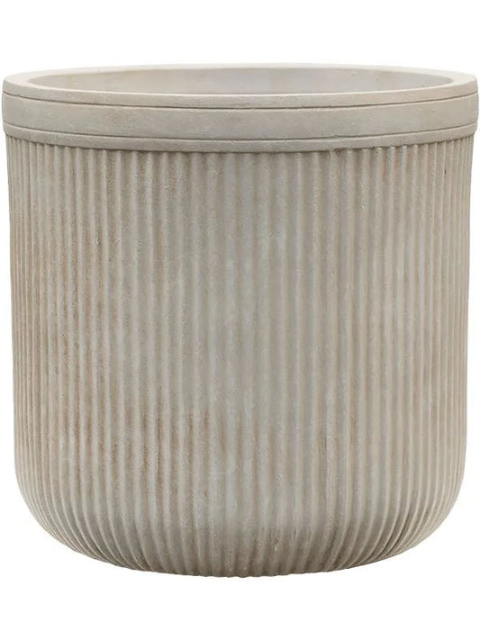 Baq Vertical Rib Plant Pot 40cm Height 36cm Dia Cylinder Beige
