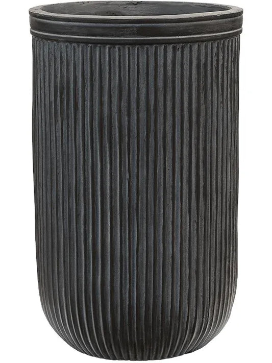 Baq Vertical Rib Plant Pot 47cm Height 26cm Dia Cylinder Anthracite