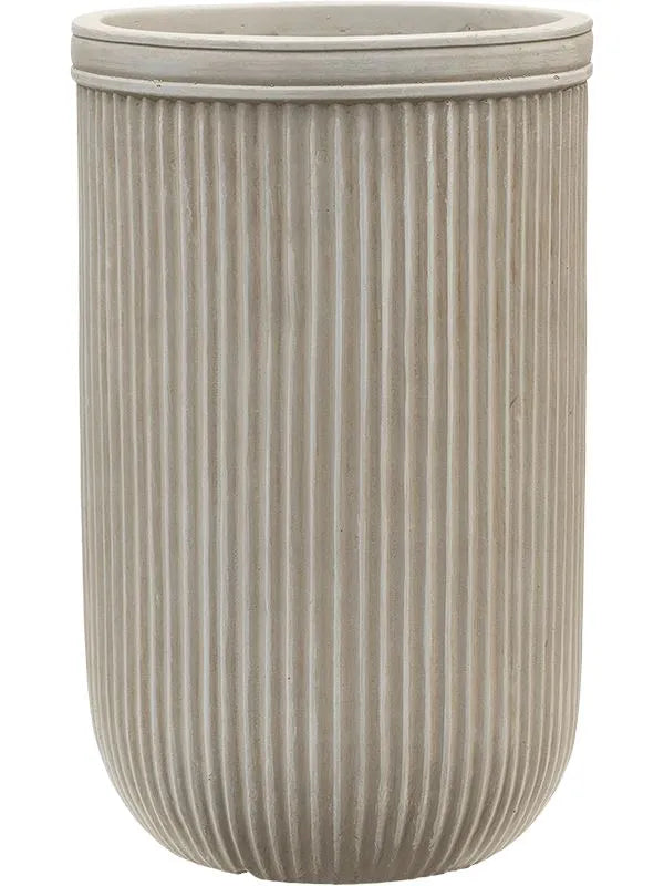 Baq Vertical Rib Plant Pot 47cm Height 26cm Dia Cylinder Beige