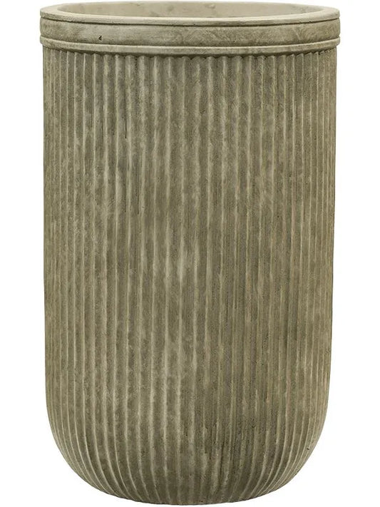 Baq Vertical Rib Plant Pot 47cm Height 26cm Dia Cylinder Green