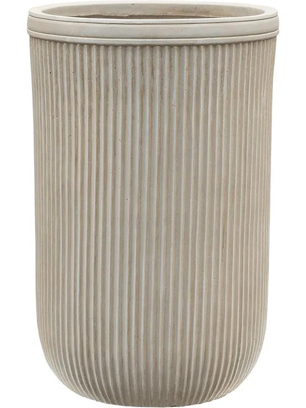 Baq Vertical Rib Plant Pot 57cm Height 33cm Dia Cylinder Beige