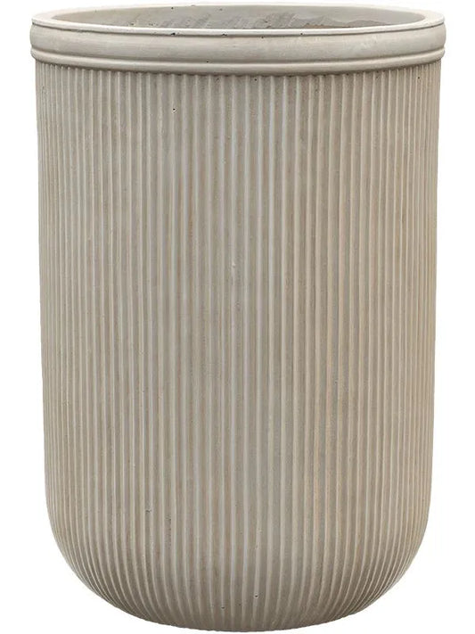 Baq Vertical Rib Plant Pot 65cm Height 41cm Dia Cylinder Beige