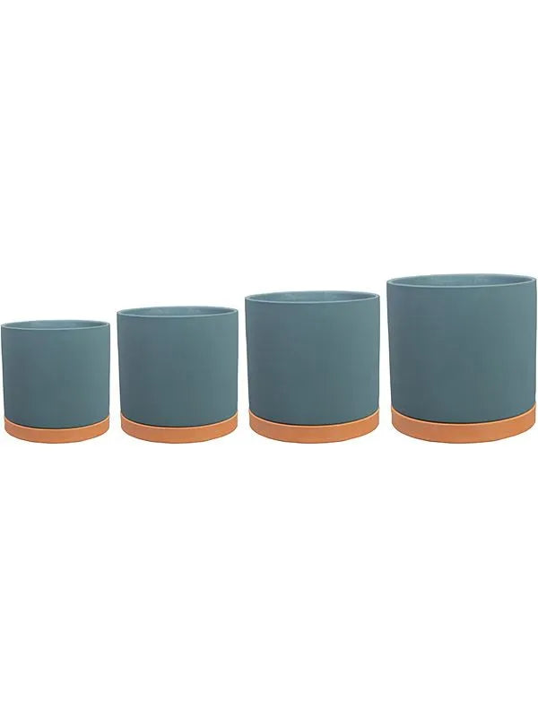 Birte Plant Pot 15cm Height cm Dia Pot With Saucer Blue (set of 4)