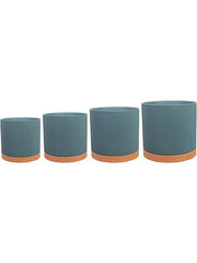 Birte Plant Pot 15cm Height cm Dia Pot With Saucer Blue (set of 4)
