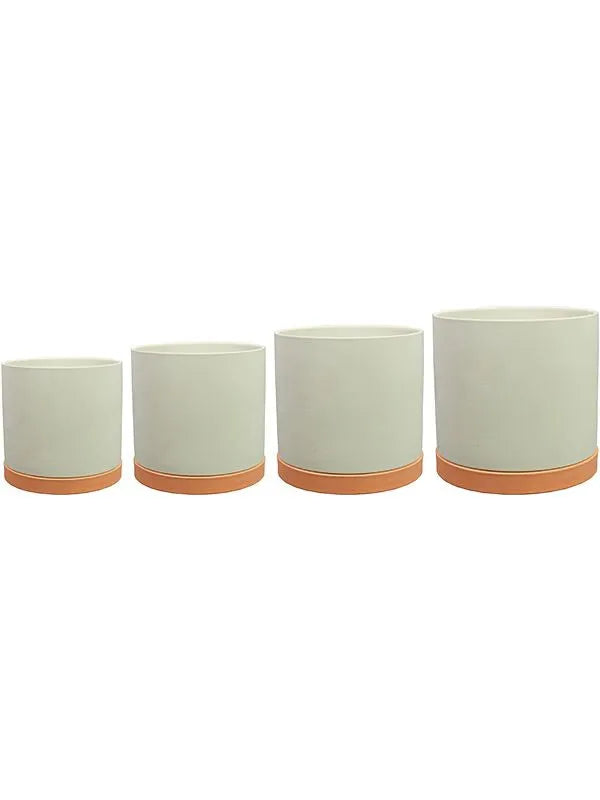 Birte Plant Pot 15cm Height cm Dia Pot With Saucer Cream (set of 4)