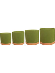 Birte Plant Pot 15cm Height cm Dia Pot With Saucer Green (set of 4)