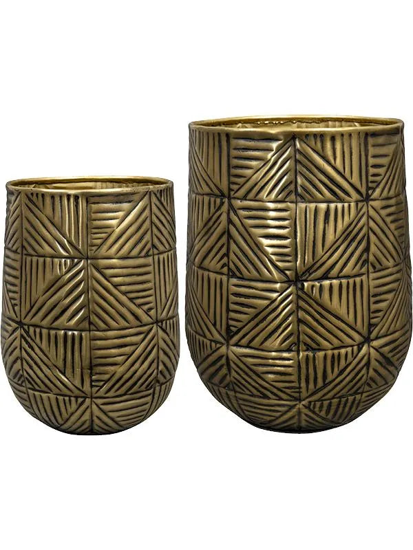 Calvin Plant Pot 26cm Height cm Dia Pot Tall Matt Gold (set of 2)