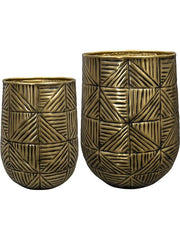 Calvin Plant Pot 26cm Height cm Dia Pot Tall Matt Gold (set of 2)