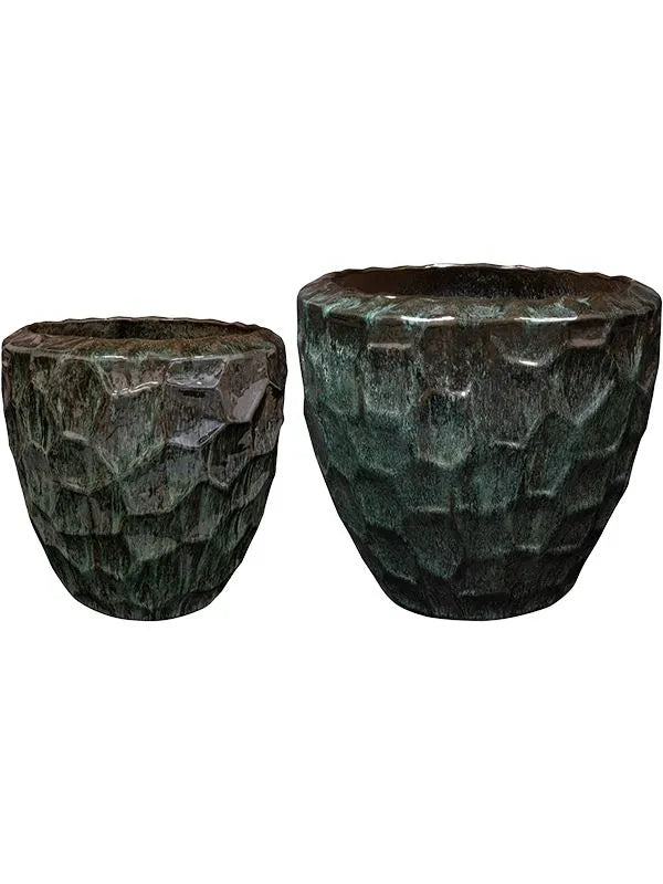 Cascara Plant Pot 49cm Height cm Dia Pot Holly Green (set of 2)
