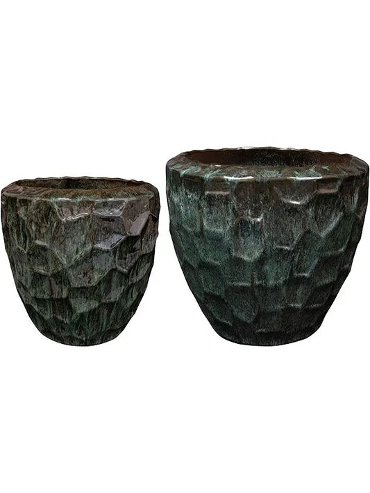 Cascara Plant Pot 49cm Height cm Dia Pot Holly Green (set of 2)