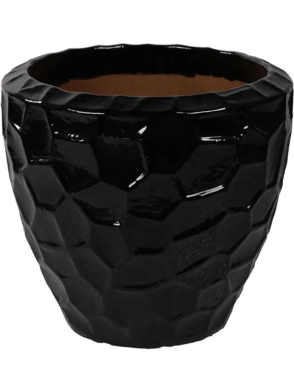 Cascara Plant Pot 50cm Height 45cm Dia Couple Relief Black Shiny