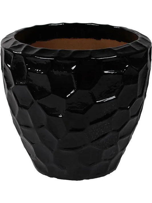 Cascara Plant Pot 50cm Height 45cm Dia Couple Relief Black Shiny