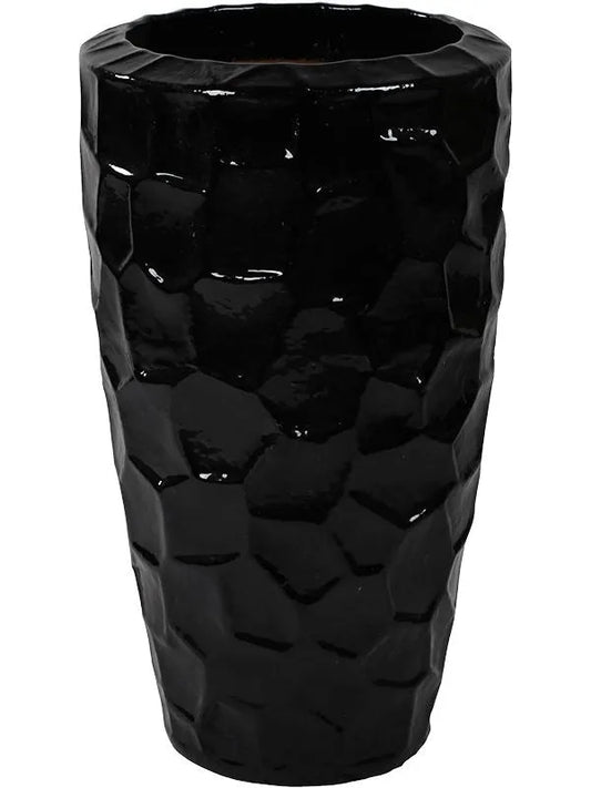 Cascara Plant Pot 75cm Height 34cm Dia Partner Relief Black Shiny