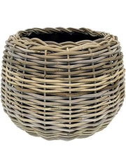 Drypot Rattan Tina Plant Pot 44cm Height 34cm Dia Round Grey