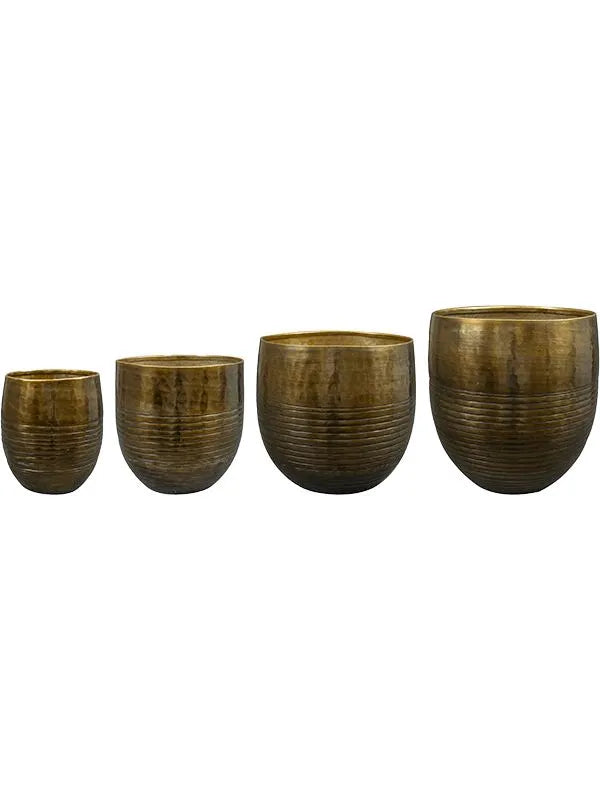 Fabio Plant Pot 25cm Height cm Dia Pot Brass Antique (set of 4)