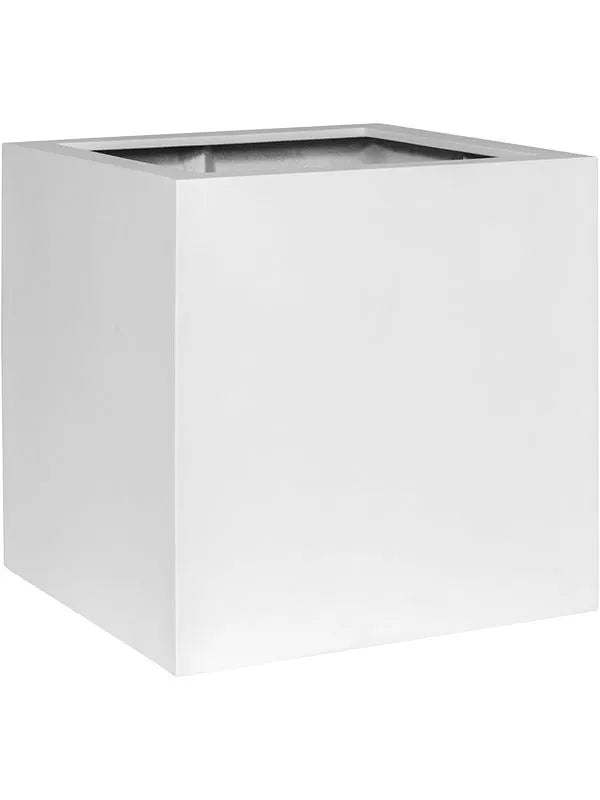 Fiberstone Plant Pot 30cm Height 24cm Dia Block S Matt white