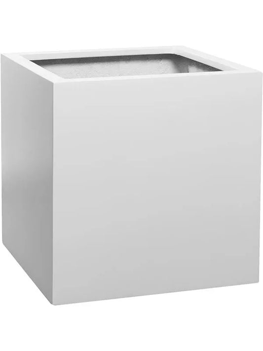 Fiberstone Plant Pot 50cm Height 45cm Dia Block L Matt white