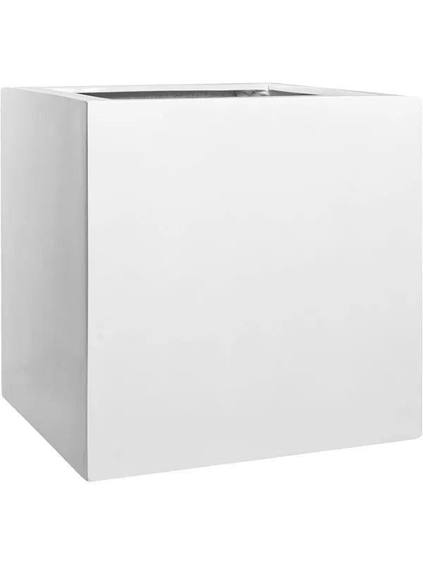 Fiberstone Plant Pot 60cm Height 55cm Dia Block XL Glossy White