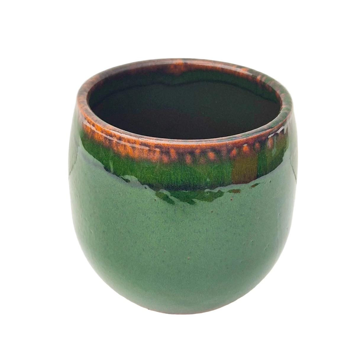 Green Glaze Bowl 13cm Indoor Plant Pot