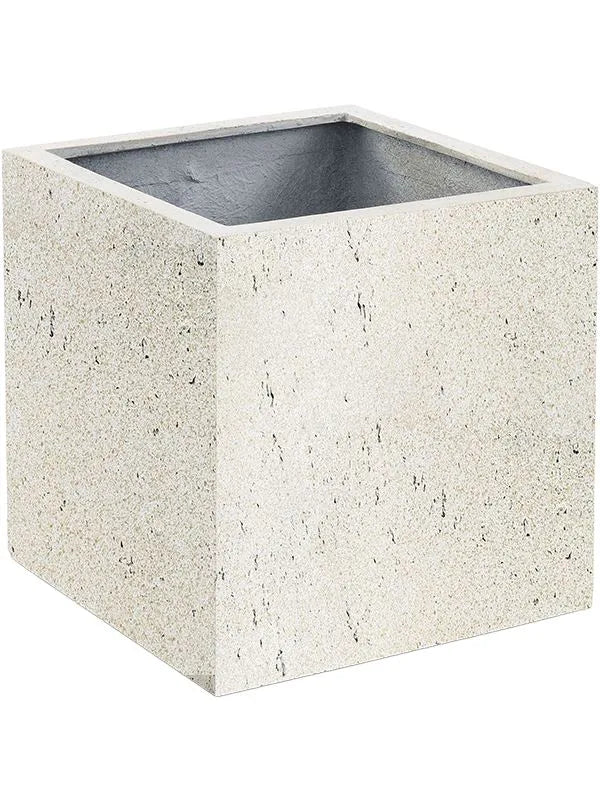 Grigio Plant Pot 40cm Height cm Dia Cube With Wheels Antique White