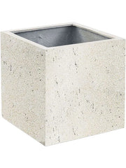Grigio Plant Pot 40cm Height cm Dia Cube With Wheels Antique White