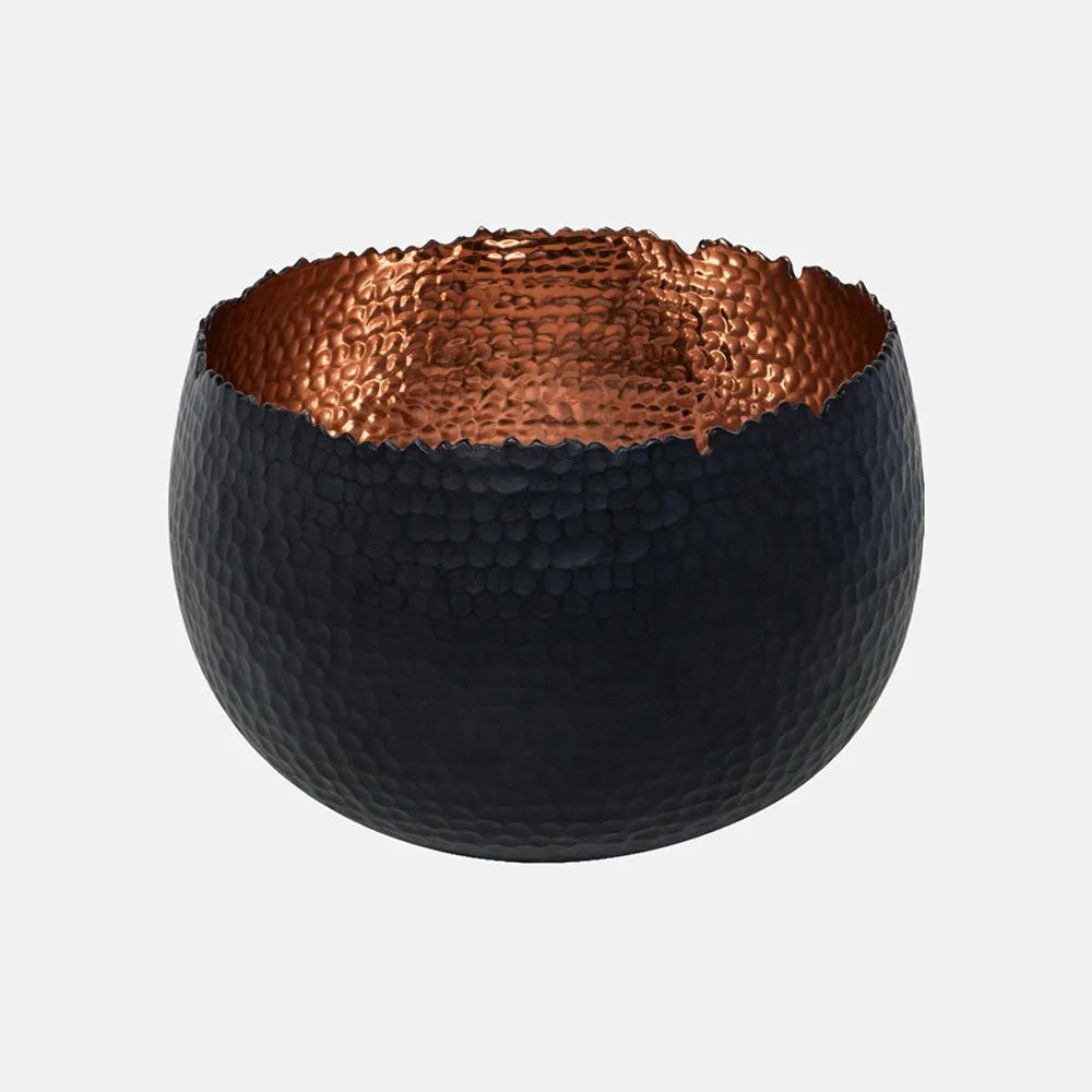 Hammered Bowl Black & Copper 30cm