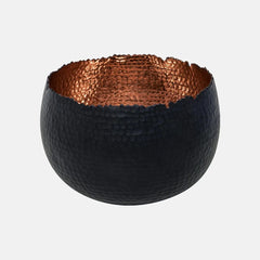 Hammered Bowl Black & Copper 30cm