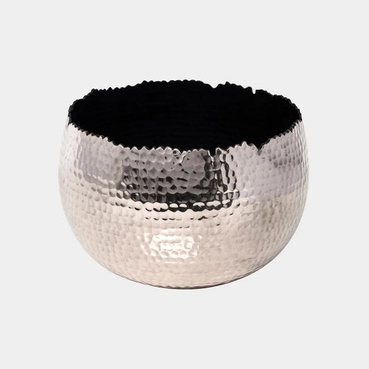 Hammered Bowl Nickel & Black 19cm