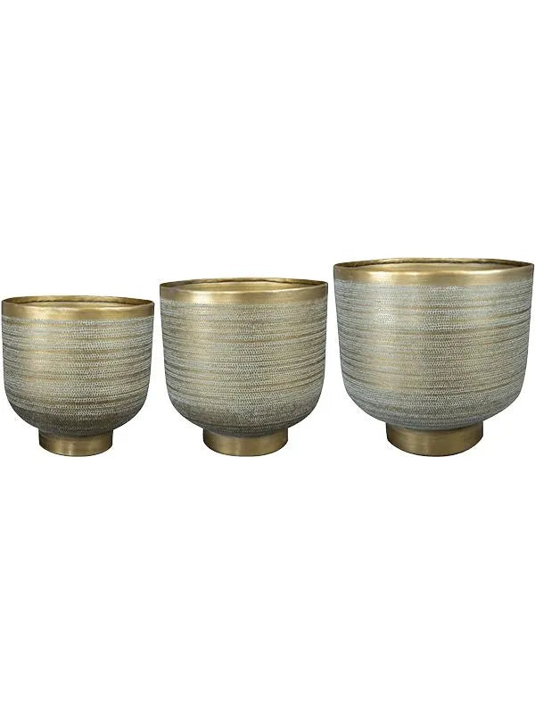 Jara Plant Pot 27cm Height cm Dia Pot Antique Brass (set of 3)