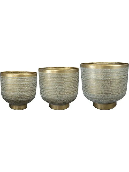 Jara Plant Pot 27cm Height cm Dia Pot Antique Brass (set of 3)