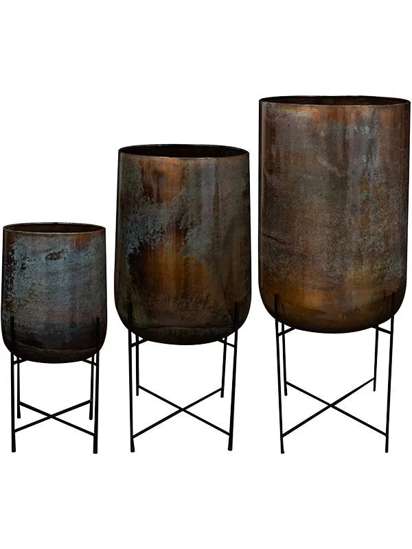 Jolien Plant Pot 129cm Height cm Dia Pot On Feet Mystic Blue (set of 3)