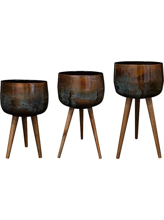 Jolien Plant Pot 88cm Height cm Dia Pot On Feet Mystic Blue (set of 3)