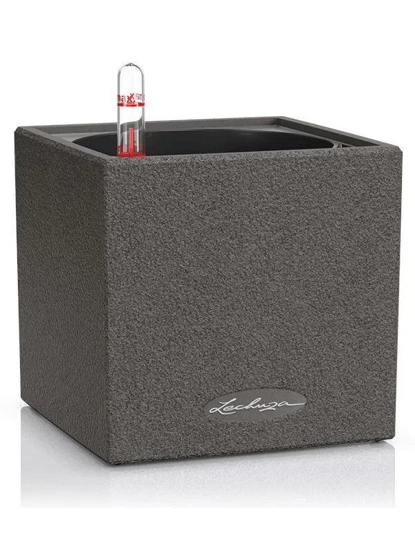 Lechuza Canto Stone 14 Plant Pot 14cm Height 12cm Dia All inclusive Set Graphite Black